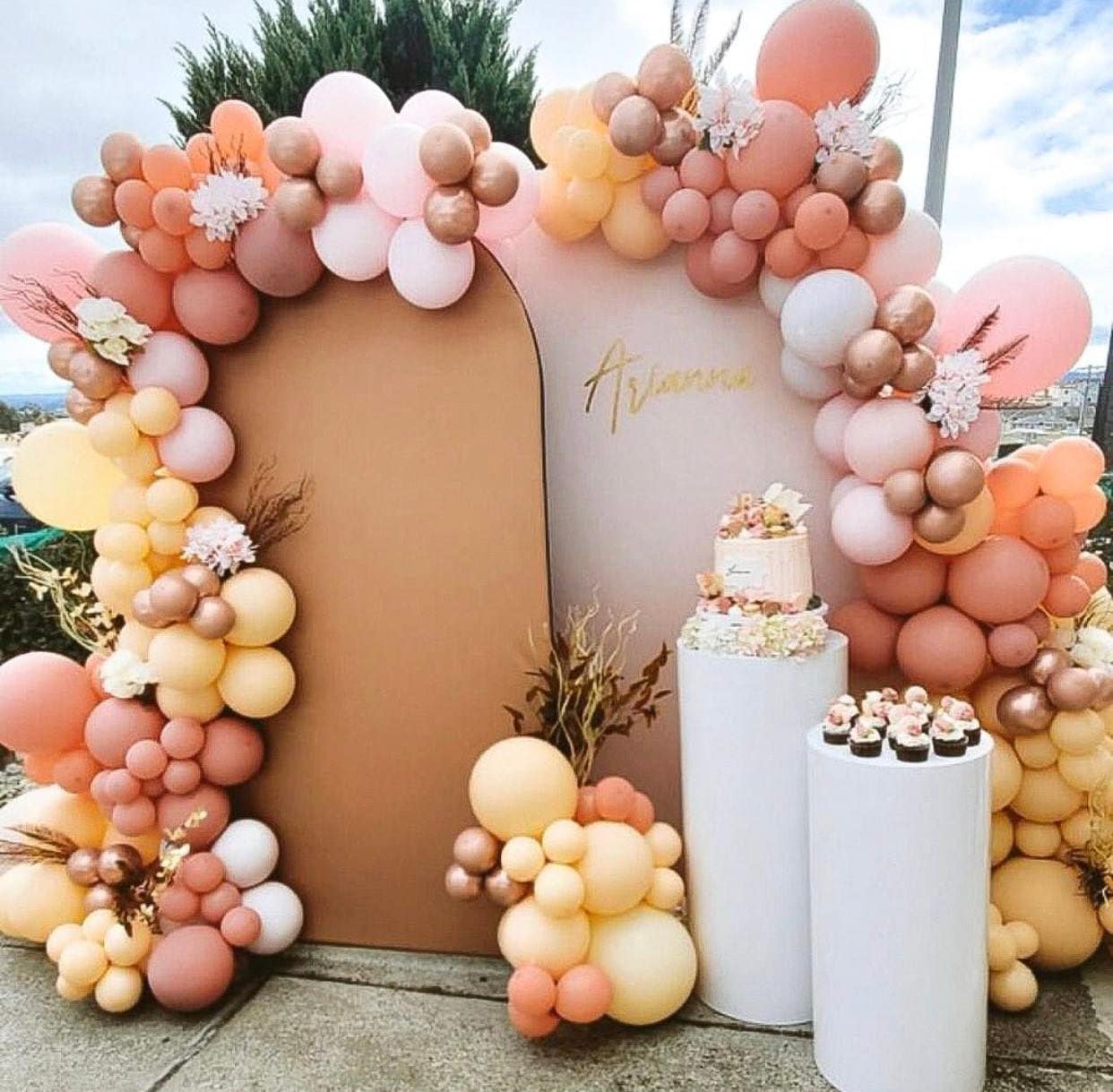 Balloons Arch Kit Arch Rack Wedding Backdrop Stand Garden Archway Frame Photo Arbors Flower Display for Outdoor Indoor Events Party Decoration DNYSYSJ Wedding Arch Round; Gold; 2.7Mx2.3M 