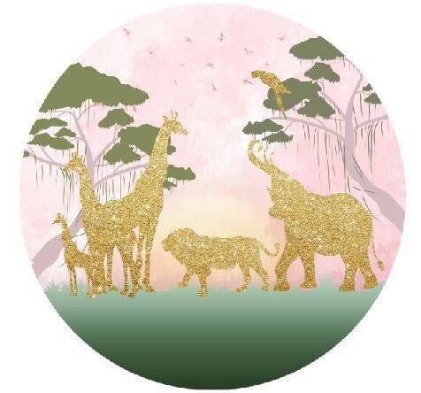 15 OFF 2pcs FABRIC BACKDROP Round stand frame pillars cylinderscustom designs Birthday party banner golden safari wild one