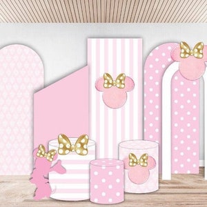 Arched stand frame + high quality fabric backdrop. 15% OFF - 2 pcs. Custom design and color. pink floral