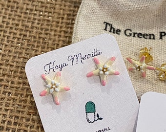 The Green Pill Hoya Merrillii Flower Earrings, Rare Hoya Jewelry, Hoya Merrillii , Hypoallergenic, unique plant flower earrings!