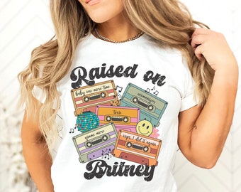 Raised on Britney Graphic T-shirt, Cassette Tapes, Album Names, Pop Music, Millennials, Heavyweight Unisex Crewneck T-shirt