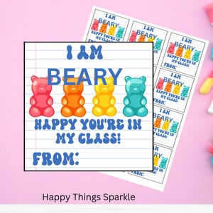I am Beary Happy You&#39;re In My Class, | Gummy Bear Gift Tag | Back To School Gift | Student Gift Teacher Gift Ideas, Meet The Teacher Tags