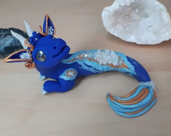 Geode dragon polymer clay sculpture