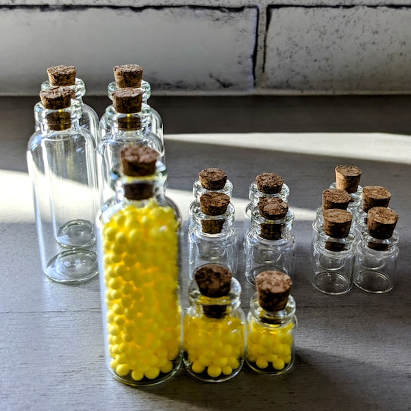 Mini and Small Glass Container with Cork Stopper