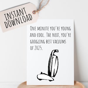 Funny Vacuum Card Printable Birthday Card for House Cleaner Gift Idea for Mom Birthday Card for Wife Downloadable Card for Sister