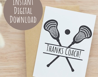 Printable Card for Lacrosse Coach Thank You Card for Youth Coach High School Sports Team Assistant Coach Gift Digital Download Card for Him