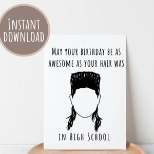 Funny Mullet Birthday Card for Friend Gift Idea for Brother Birthday Party Card for Coworker Funny 80s Style Hair for 50th Birthday