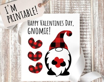 Printable Valentines Day Cards Classroom Greeting Card Postcard Teacher Students Gnome Happy Valentines Day Gnomies Cute Kids Valentines 1st