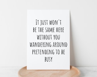 Coworker Retirement Card for Boss Funny Going Away Card for Work Bestie Leaving Card for Supervisor Office Retirement Party Printable Card