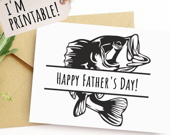 Printable Fathers Day Card for Dad Happy Fathers Day for Fisherman Step Dad Fathers Day Gift Fish Card for Husband Card for Fisher Instant