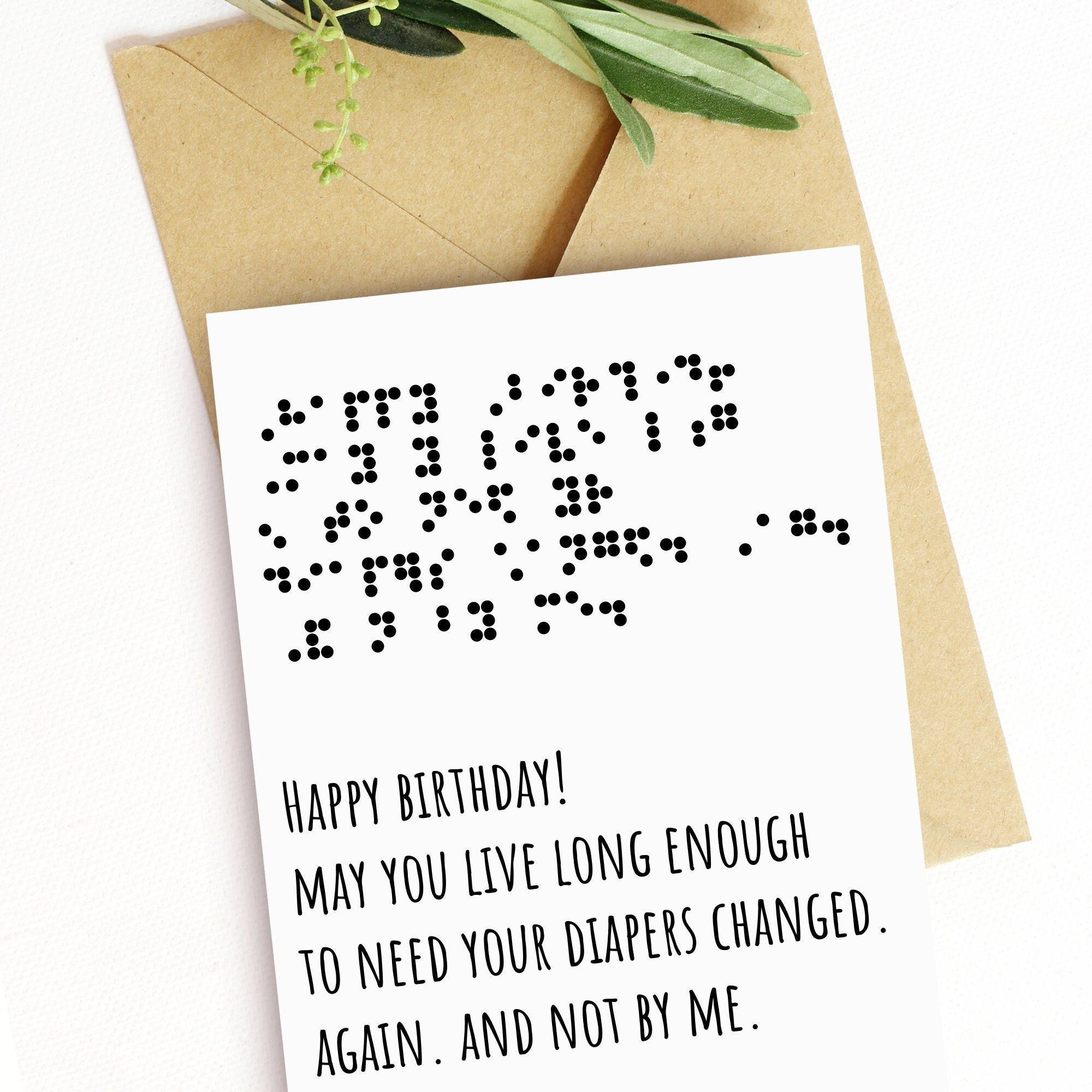 Braille Birthday Card Funny Hand Brailled Card for Him Her Etsy