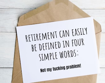 Funny Retirement Card for Coworker Boss Gift Happy Retirement Not My Problem Boss Retiring Husband Wife Retirement Party for Him Her