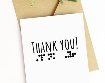 Braille Thank You Card for Braille Reader Large Print Thank You Card for Friends Card for Family Business Thank You Cards for Blind