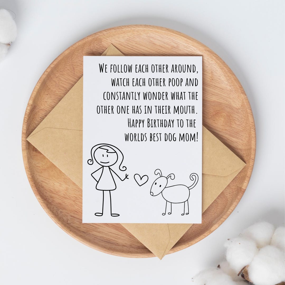 Dog Mom Birthday Card for Wife Funny Mothers Day Card Printable Option ...