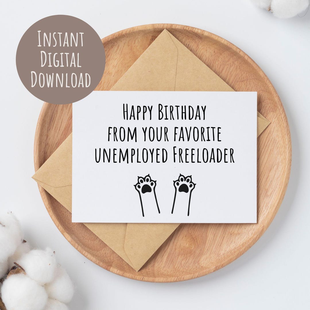 Printable Funny Birthday Card for Cat Dad Card for Pet Dad Gift Idea ...