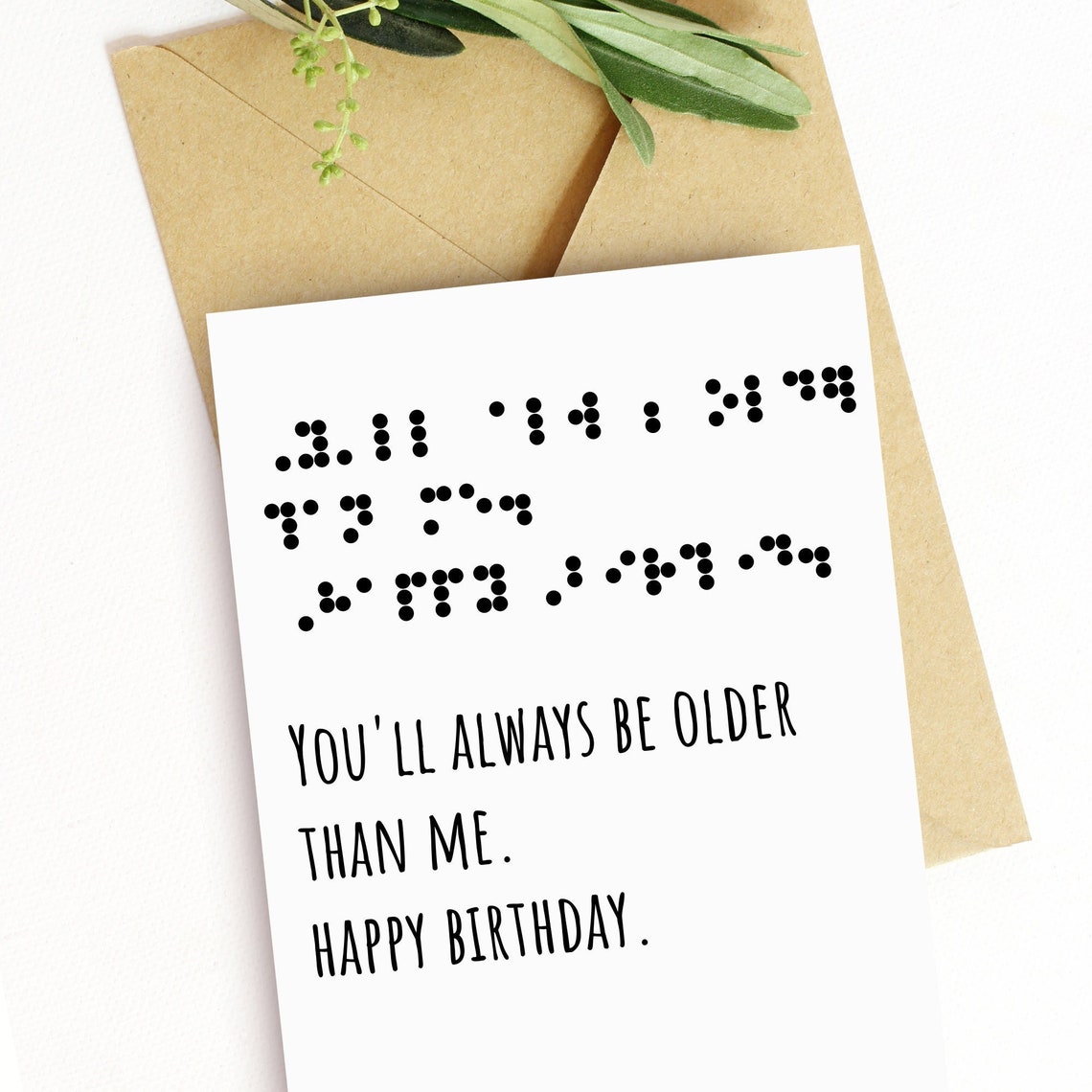 Braille Birthday Card Funny Hand Brailled Card You'll Etsy