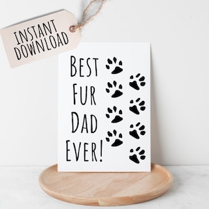 Carte imprimable pour la fête des pères pour mari avec la meilleure fourrure de tous les temps, papa chien, carte A2 à imprimer, papa chat, amoureux des animaux, carte pour lui papa des animaux