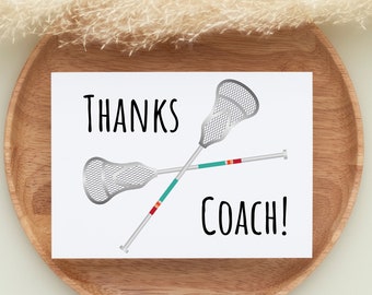 Thank You Card for Lacrosse Coach Card From Players Card From Team End of Season Card for High School Coach Card for Him