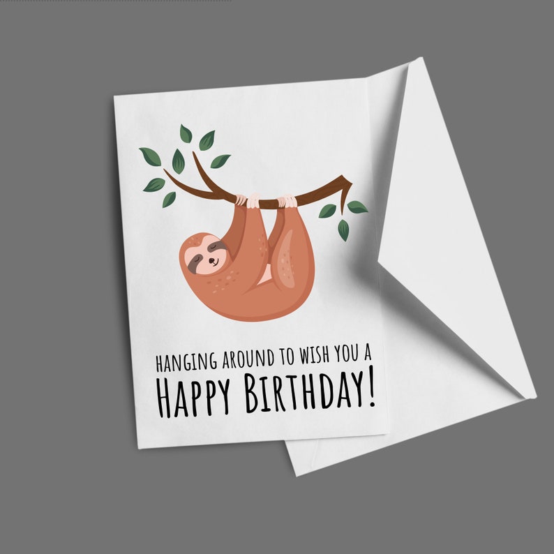 Printable Birthday Card Sloth Birthday Card for Kids Girls Birthday ...
