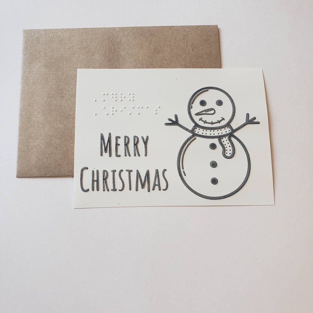 Braille Christmas Card for Her Christmas Card for Kids Snowman
