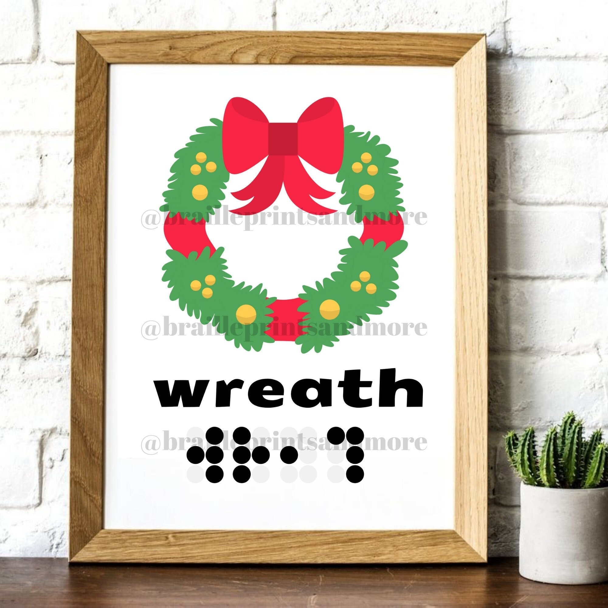 Printable Braille Art PNG Christmas Holiday Printable Wreath Etsy