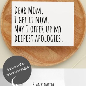 Mothers Day Card for Mom Gift Idea Funny Greeting Card From Daughter To Mom From Adult Kids Apology to Mom Happy Mothers Day