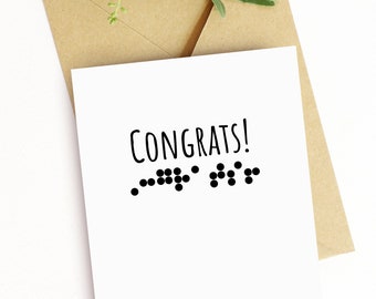 Braille Congrats Card Congratulations Hand Brailled Card For Him Her Graduation Wedding Engagement Career New Baby Adoption Braille Reader