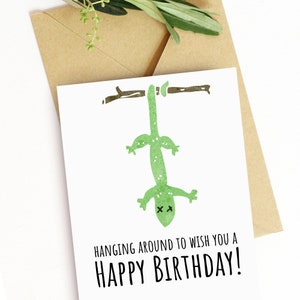 Printable Happy Birthday Card Lizard Just Hanging Around Card for Kids ...