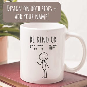 Mug de bureau en braille personnalisable pour braille, cadeau en braille simulé pour un ami Mug de café rigolo personnalisé pour collègue, idée cadeau TVI