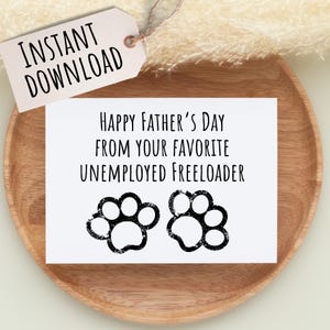 Afdrukbare Vaderdagkaart voor hond Vader kaart voor huisdier Vader kaart voor kat vader grappige kaart voor man Happy Fathers Day van hond direct downloaden