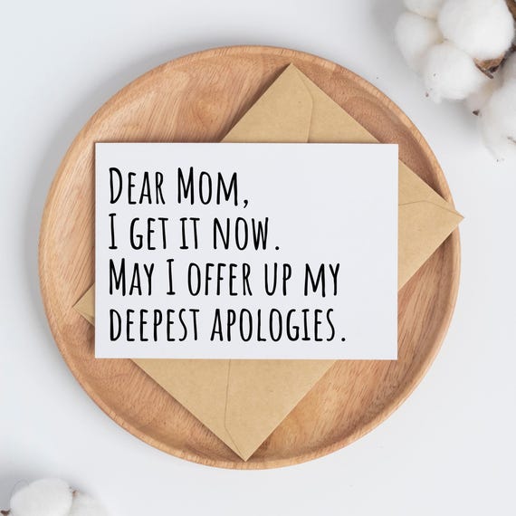 Mothers Day Card for Mom Gift Idea Funny Greeting Card From Daughter To Mom From Adult Kids Apology to Mom Happy Mothers Day