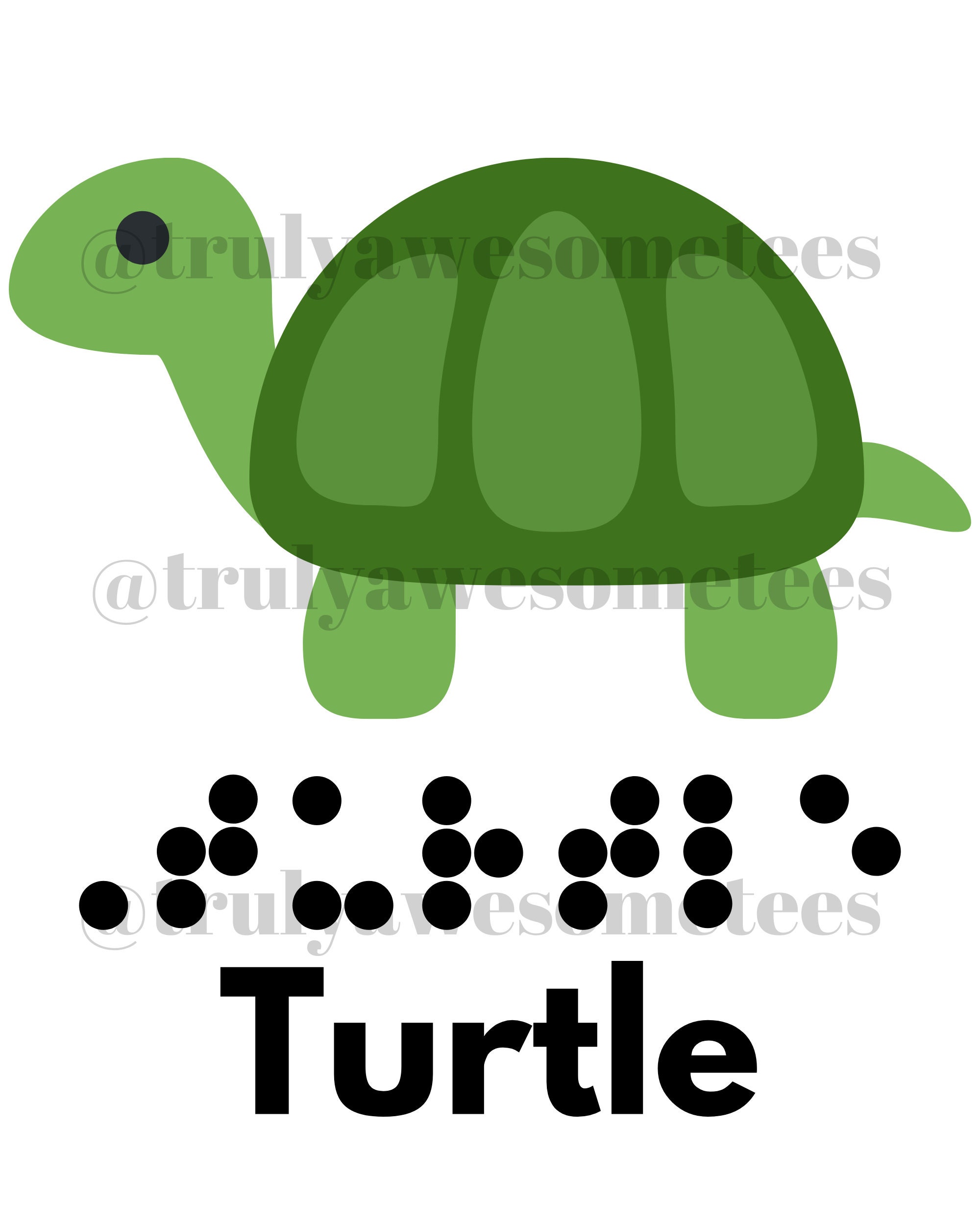 Printable Braille Art Turtle Picture for Kids Classroom Art Etsy