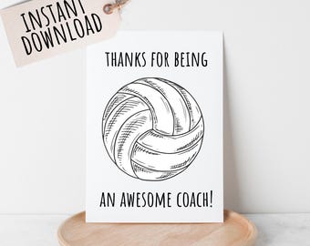 Printable Volleyball Thank You Card for Coach From Player High School Volleyball Team End of Season Card Assistant Coach Gift Idea for Her