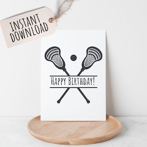 Druckbare Lacrosse Geburtstagskarte alles Gute zum Geburtstag für Lacrosse Spieler oder Trainer Geschenk für Ihn Ihre Tochter Sohn Athlet Geburtstag Digital Download