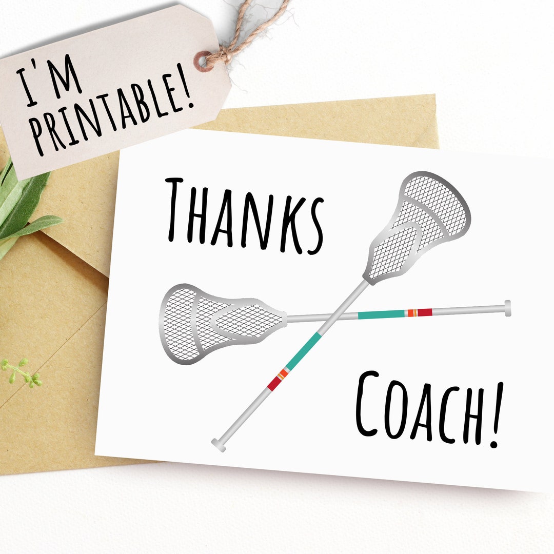 Thank You Card for Lacrosse Coach High School Coach Printable Thank You ...
