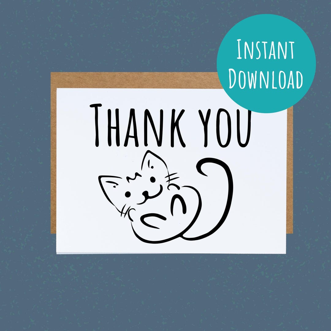 Cat Thank You Printable Card for Cat Sitter Business Thank You Cards ...