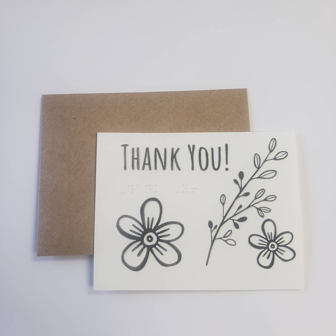 Tactile Braille Thank You Card for Kids Teens Adults Flower Etsy