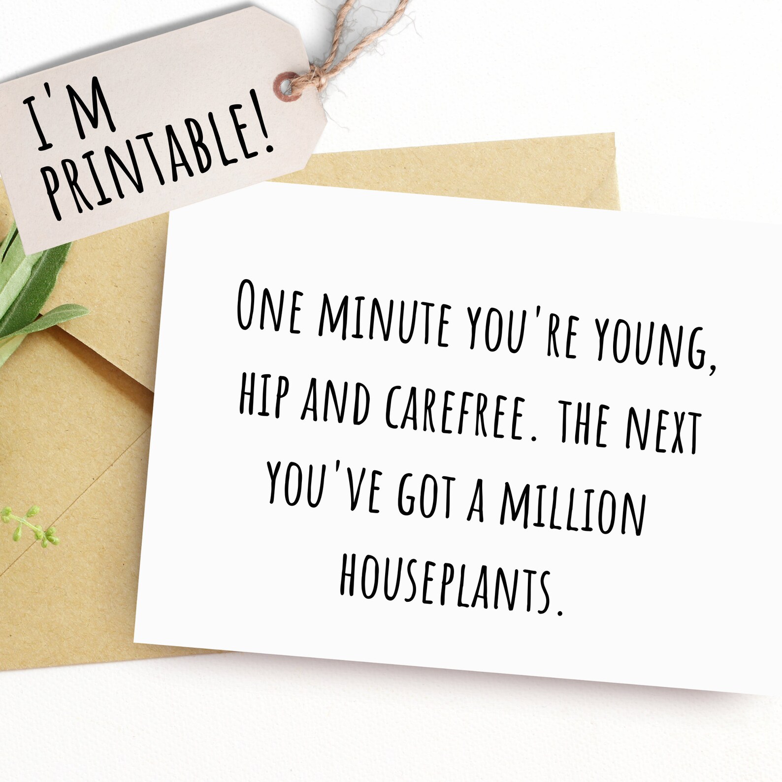 Printable Birthday Card for Her Funny Birthday Card Houseplant Card for ...