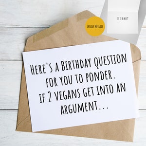 Funny Birthday Card for Him Dad Birthday Card for Husband Brother Birthday Gift Idea for Grandpa Funny Vegan Riddle Dad Joke Card Printable