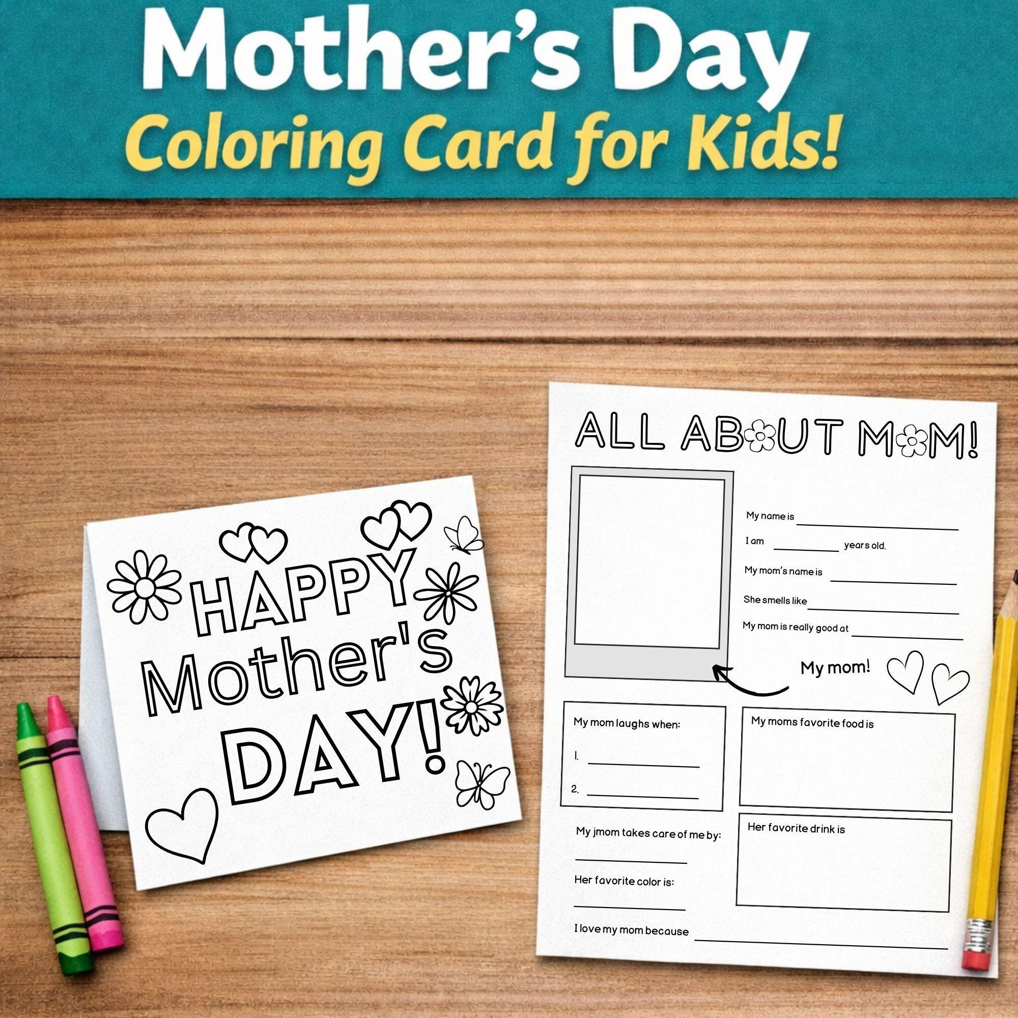 Printable Card for Mom From the Kids Coloring Card for Mothers Day Gift ...