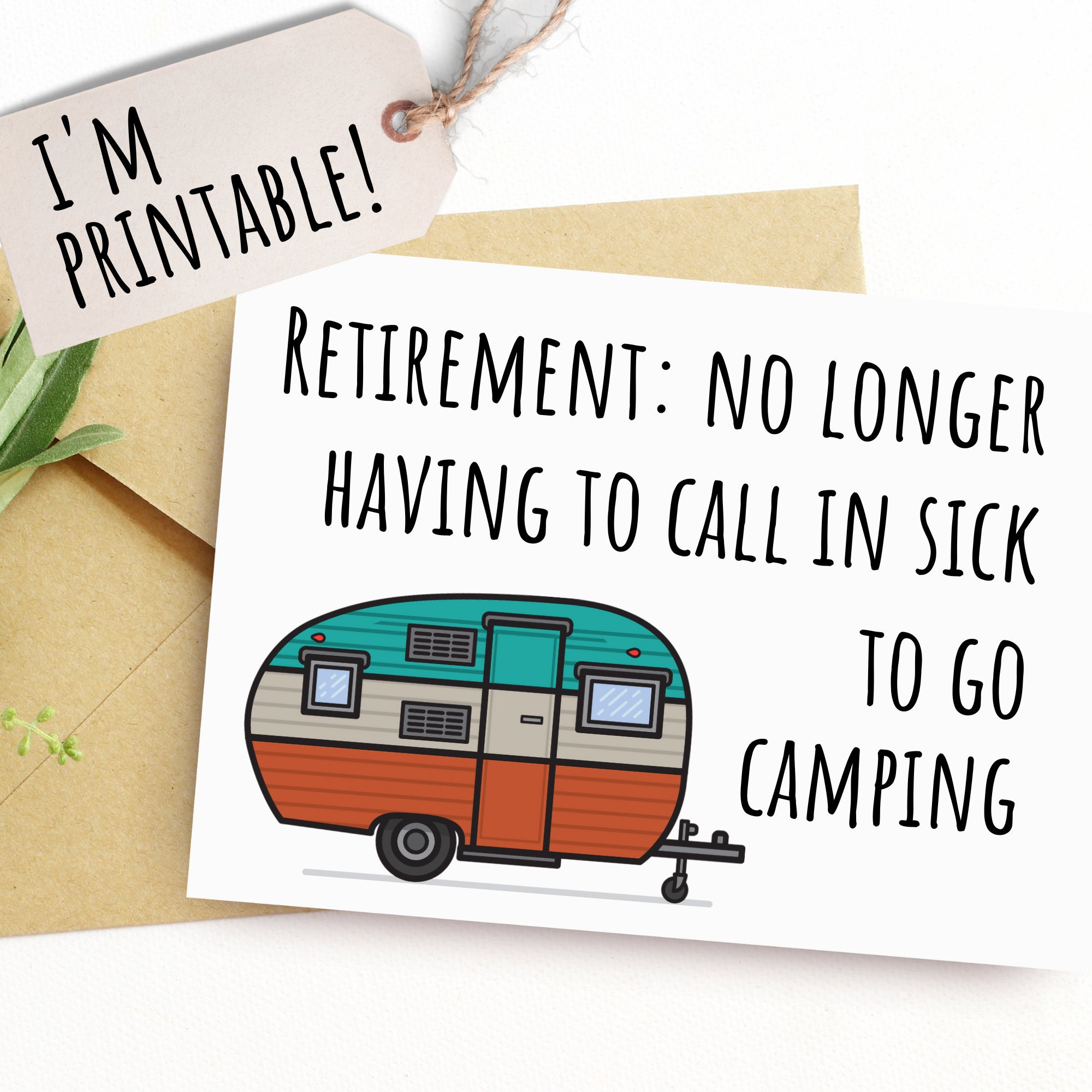 Printable Retirement Card for Men Retirement Card for Camper Funny Card ...