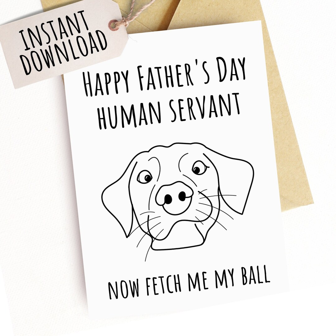 Printable Fathers Day Card Dog Dad Card for Husband Funny Dog Card for