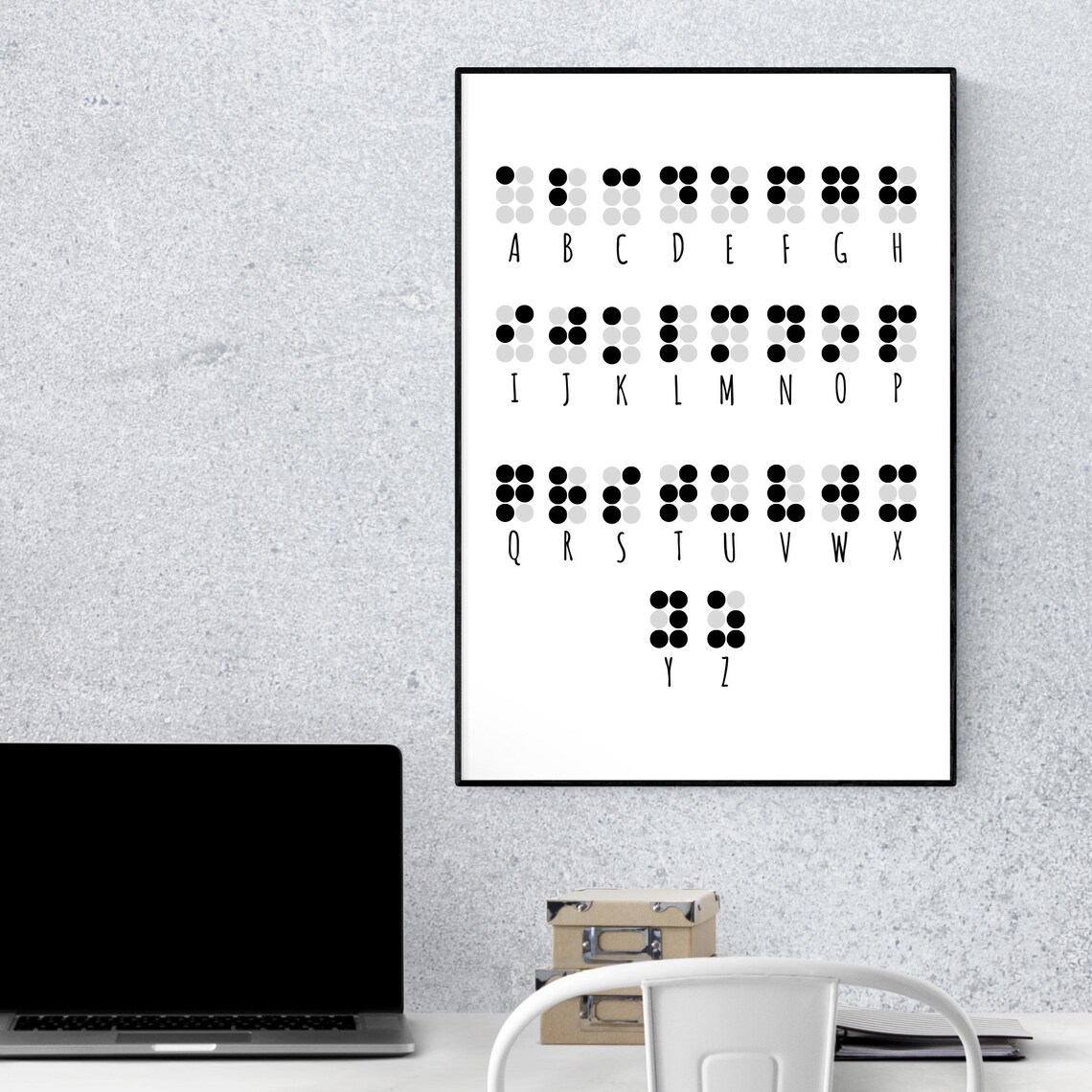 Printable Braille Alphabet Wall Art Simulated Braille Classroom Decor ...