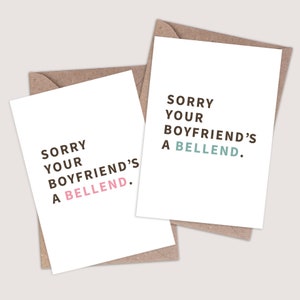 Sorry Your Boyfriend's a Bellend Card. Grappige breakup card. Grappig breakup cadeau voor haar. Breek kaart. Grappige gay breakup kaart Grappige gay kaarten