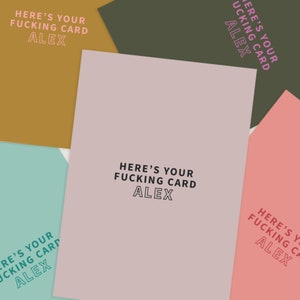 Carte de jurons personnalisée - Voici votre putain de carte. Cartes d’anniversaire sarcastiques. Drôles de cartes d’anniversaire. Cartes insultantes. Cartes grossières.
