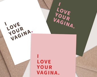 Ich liebe deine Vagina Rude Karte für Sie. Sexy Jubiläumskarte. Lustige Geburtstagskarte. Frau Freundin Lustige Karten für Sie rude Dirty Love Karten