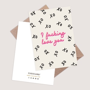 Biglietto Ti amo dannatamente. Biglietto d'amore e abbracci. Carta di San Valentino scortese. Carta d'amore scortese. San Valentino per la moglie. San Valentino per il marito.