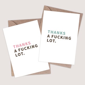 Merci beaucoup – Carte de remerciement grossière. Cartes drôles et offensantes. Nouveauté Blague Cartes Comédie Humoristique