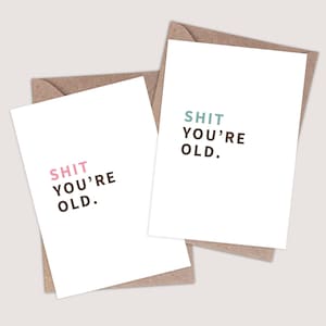 Shit You’re Old card. Funny birthday card. Offensive Birthday Card. Insulting birthday card. 40th 50th 60th 70th 80th 90th 100th birthday