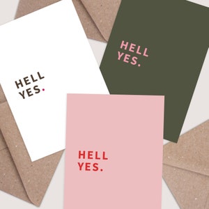 Hell Yes Card. Funny Anniversary Card. Funny Birthday Card. Girlfriend Wife Boyfriend Husband Rude Dirty Love Cards. Sexy Card per Coppie